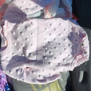 Pink Knit Baby Onesie 12 Mo